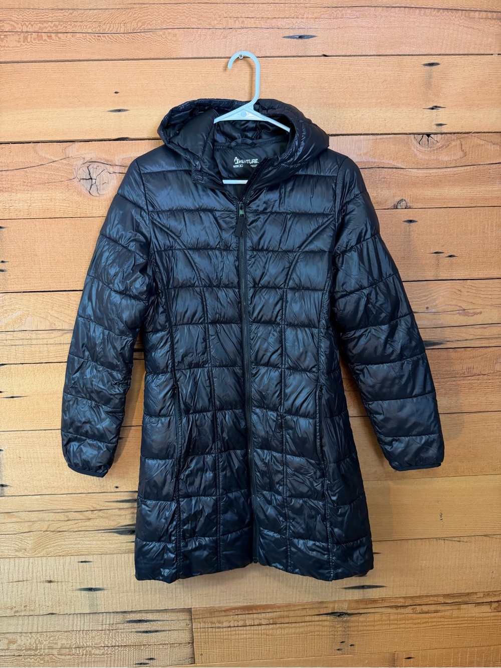 Women's Long Hooded Packable Puffer Jacket - Black